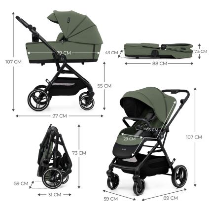 KINDERKRAFT SELECT - Sportieve 2-in-1 kinderwagen YOXI Mystic green