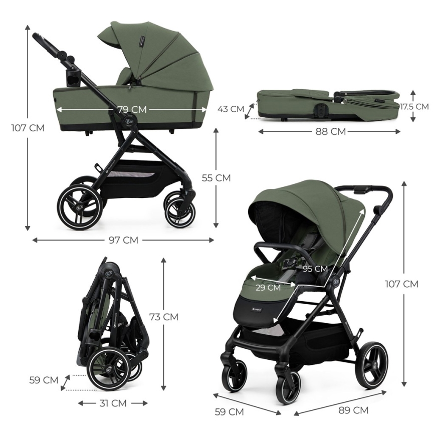 KINDERKRAFT SELECT - Sportieve 2-in-1 kinderwagen YOXI Mystic green