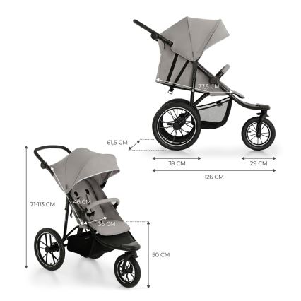 KINDERKRAFT - Sportieve kinderwagen HELSI2 grijs