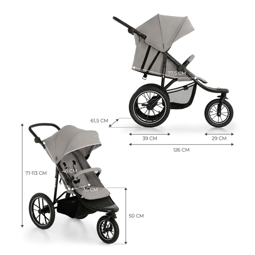 KINDERKRAFT - Sportieve kinderwagen HELSI2 grijs
