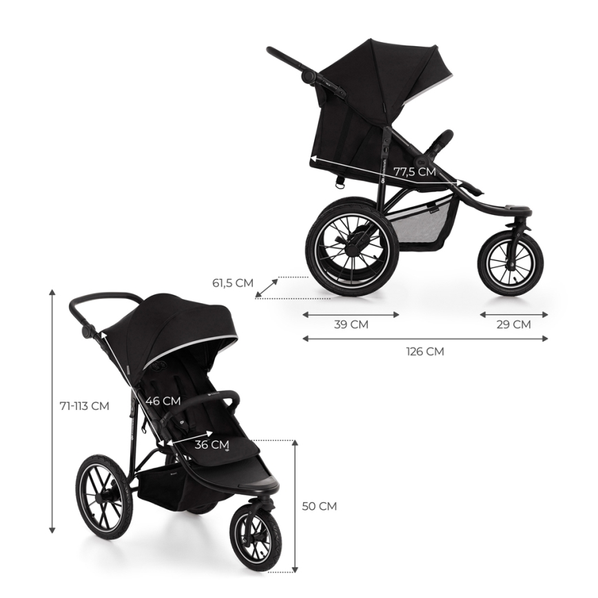 KINDERKRAFT - Sportieve kinderwagen HELSI2 zwart