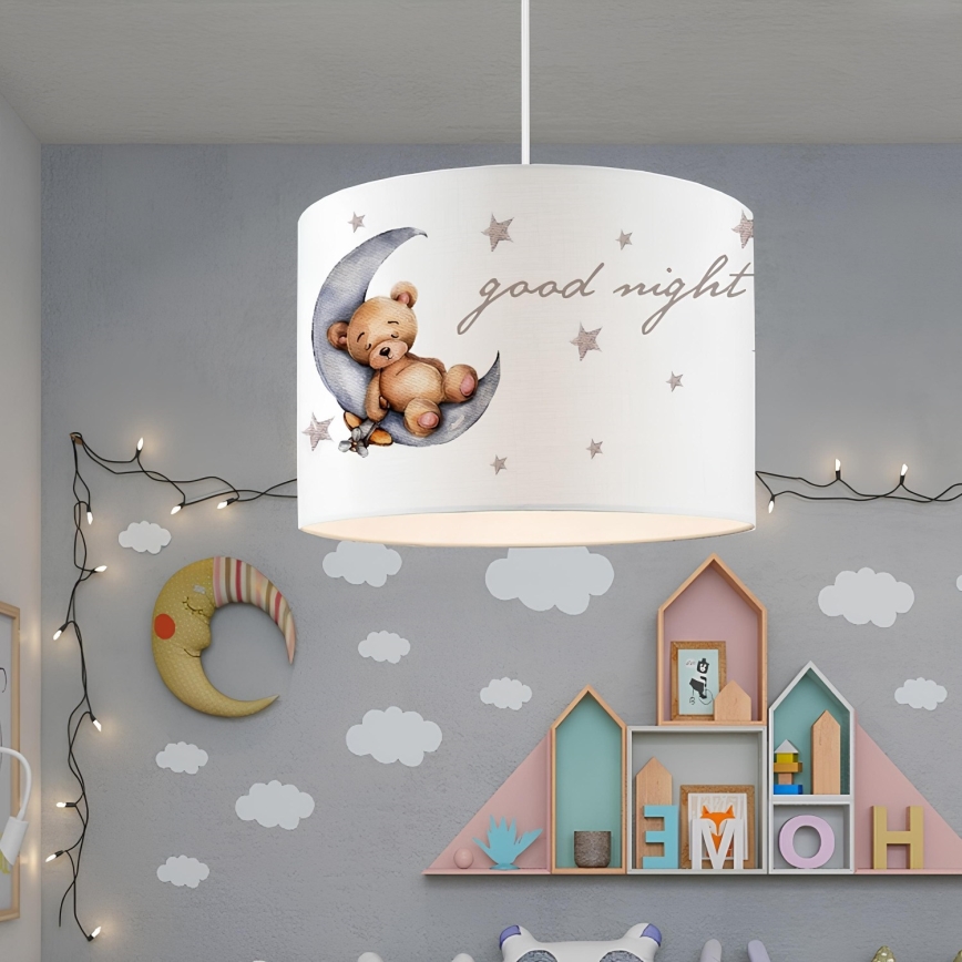 Kinderkroonluchter CANDY 1xE27/40W/230V wit/bruin
