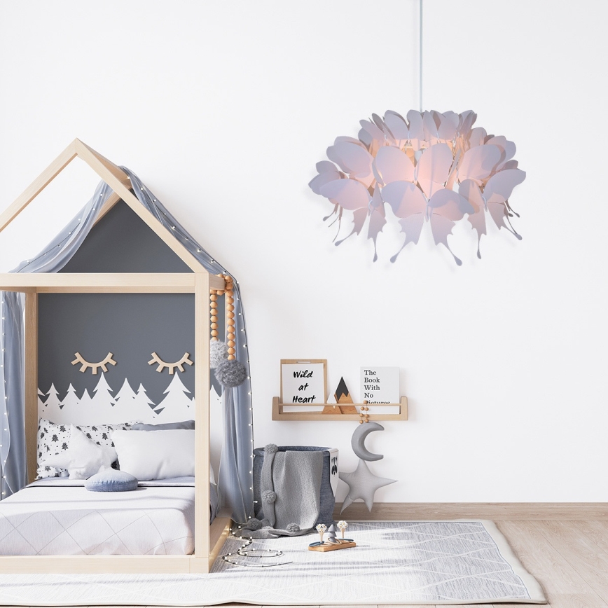 Kinderkroonluchter FARFALLA 1xE27/60W/230V roze