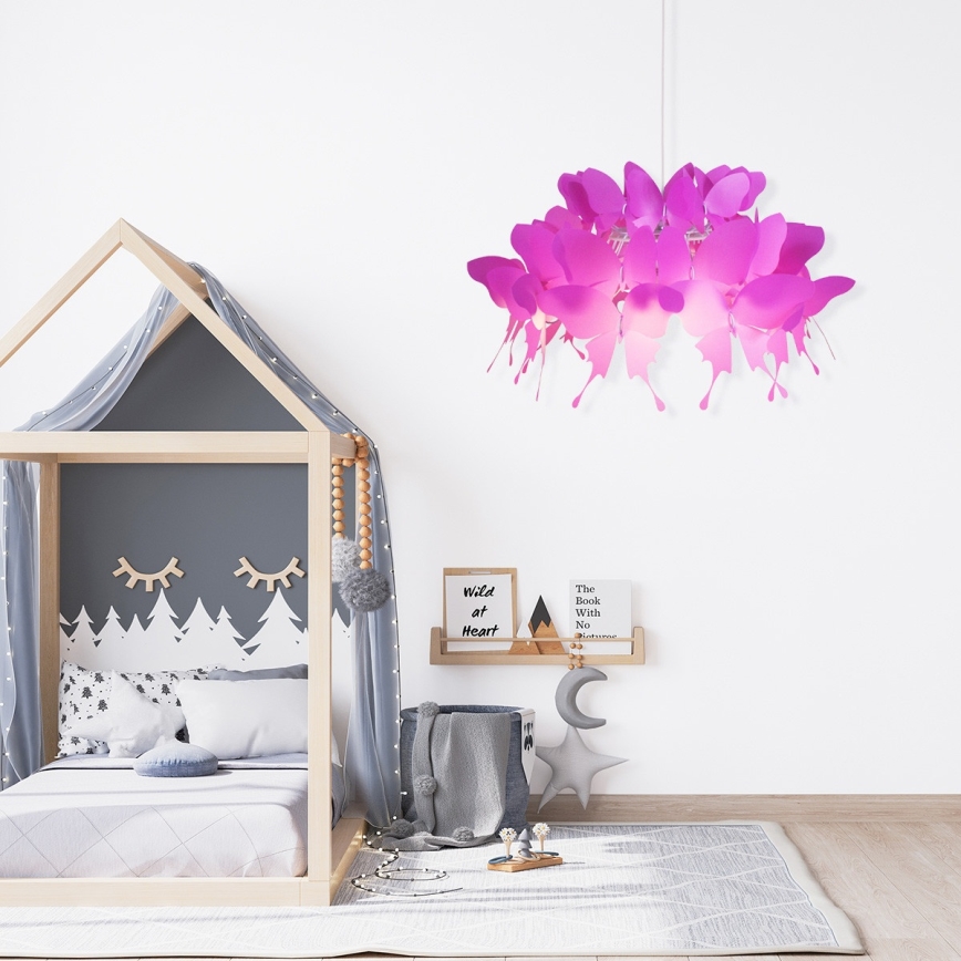 Kinderkroonluchter FARFALLA 1xE27/60W/230V roze