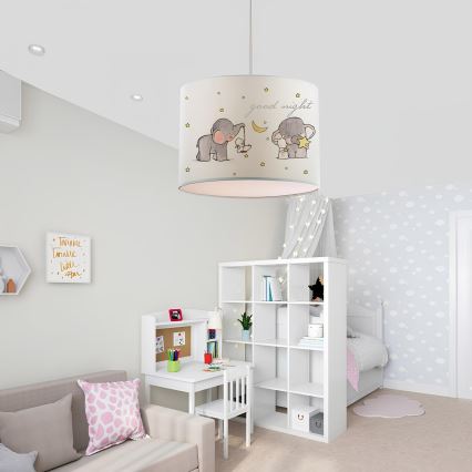 Kinderlamp CANDY 1xE27/40W/230V wit/beige