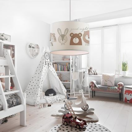 Kinderlamp CANDY 1xE27/40W/230V wit/bruin