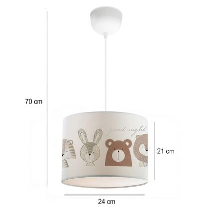 Kinderlamp CANDY 1xE27/40W/230V wit/bruin