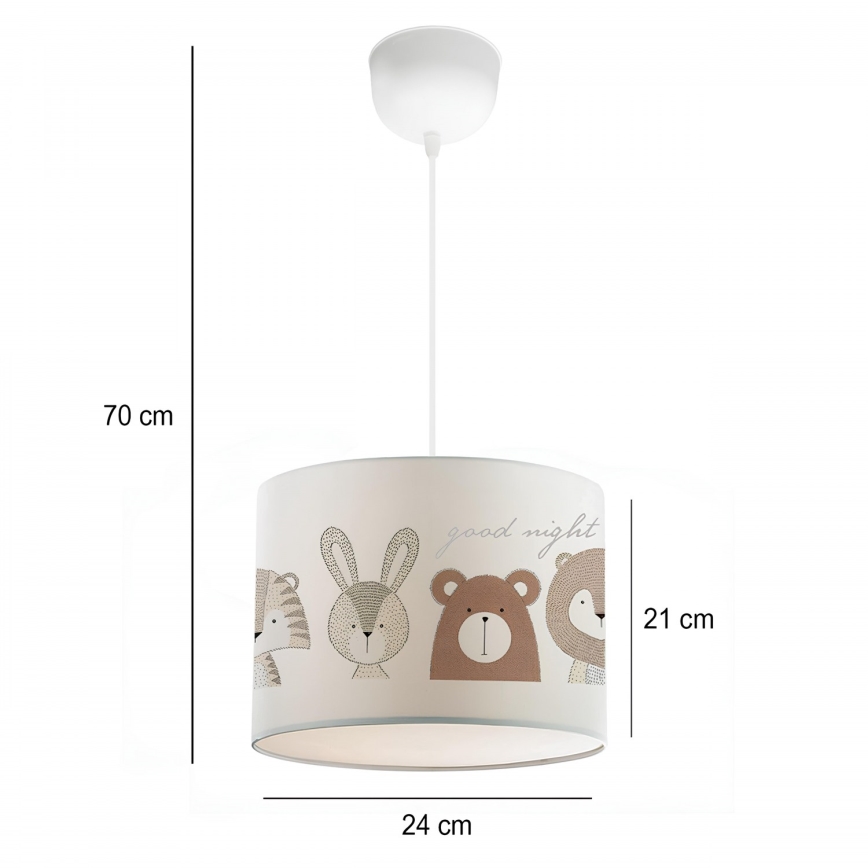 Kinderlamp CANDY 1xE27/40W/230V wit/bruin