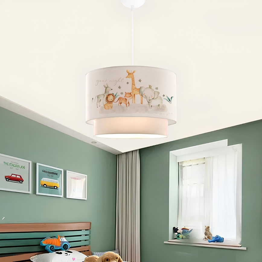 Kinderlamp CANDY 1xE27/40W/230V wit/bruin