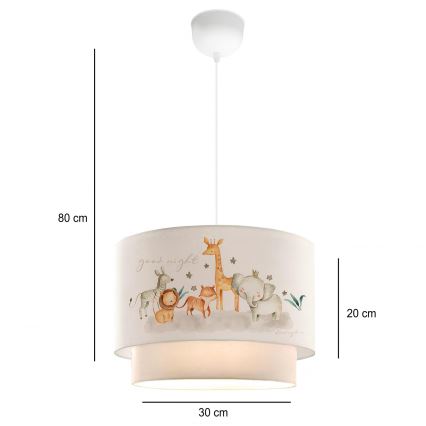 Kinderlamp CANDY 1xE27/40W/230V wit/bruin