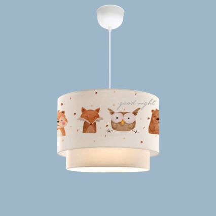 Kinderlamp CANDY 1xE27/40W/230V wit/bruin