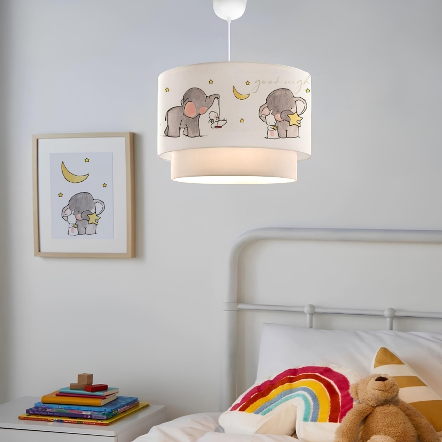 Kinderlamp CANDY 1xE27/40W/230V wit/grijs