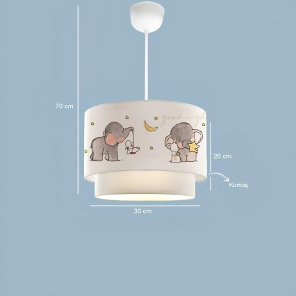 Kinderlamp CANDY 1xE27/40W/230V wit/grijs