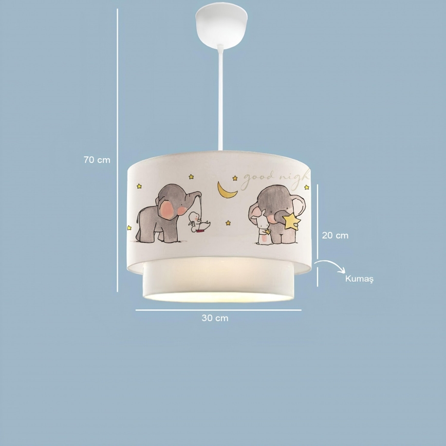 Kinderlamp CANDY 1xE27/40W/230V wit/grijs