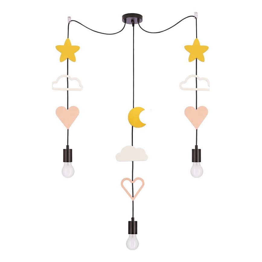 Kinderlamp TRIO 3xE27/20W/230V geel/wit/roze