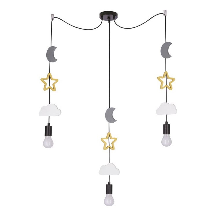Kinderlamp TRIO 3xE27/20W/230V grijs/geel/wit