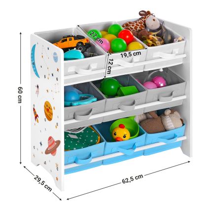 Kinderopbergkast met stoffen bakken ANET blauw/wit