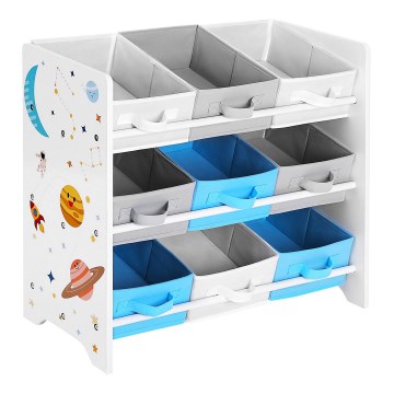 Kinderopbergkast met stoffen bakken ANET blauw/wit