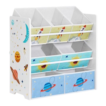 Kinderopbergkast met stoffen bakken ANET blauw/wit