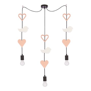 Kinderpendel TRIO 3xE27/20W/230V roze/wit