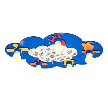 Kinderplafondlamp LUCCA 5xE27/24W/230V Blauw