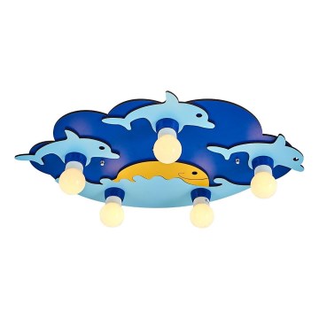 Kinderplafondlamp LUCCA 5xE27/24W/230V blauw