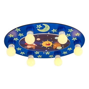 Kinderplafondlamp LUCCA 6xE27/24W/230V blauw