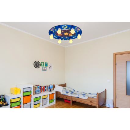 Kinderplafondlamp LUCCA 6xE27/24W/230V blauw