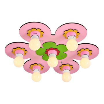 Kinderplafondlamp LUCCA 7xE27/24W/230V roze