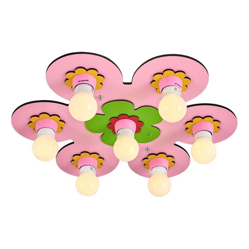 Kinderplafondlamp LUCCA 7xE27/24W/230V roze