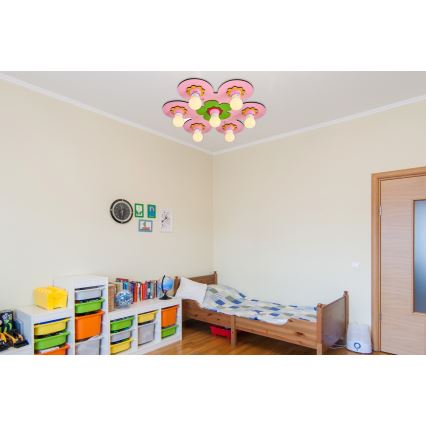 Kinderplafondlamp LUCCA 7xE27/24W/230V roze