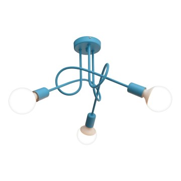 Kinderplafondlamp OXFORD 3xE27/15W/230V blauw