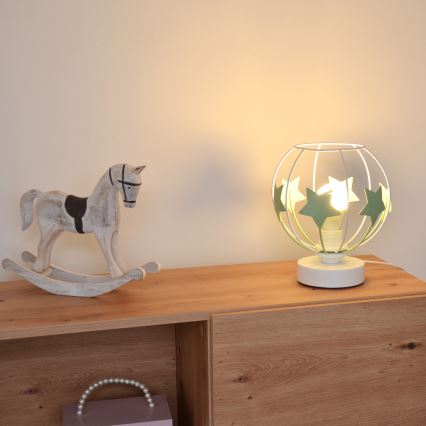 Kindertafel lamp STARS 1xE27/15W/230V groen/wit