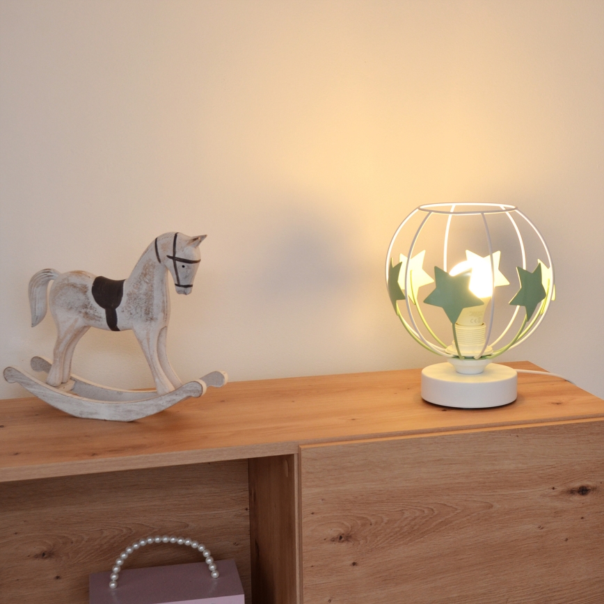 Kindertafel lamp STARS 1xE27/15W/230V groen/wit
