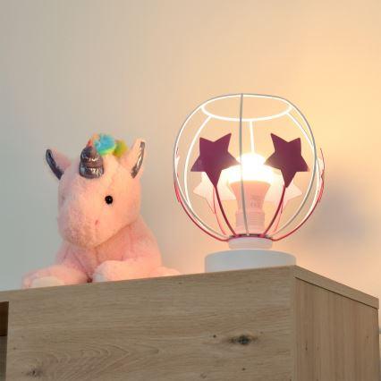 Kindertafel lamp STARS 1xE27/15W/230V roze/wit