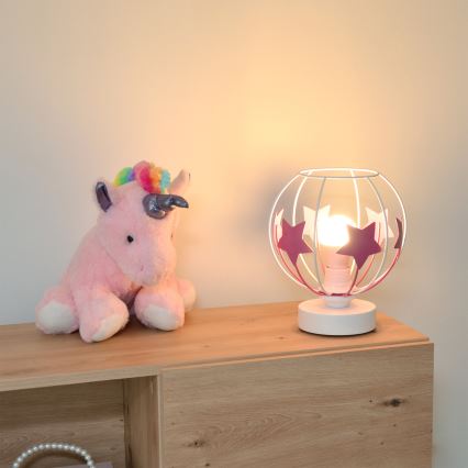 Kindertafel lamp STARS 1xE27/15W/230V roze/wit
