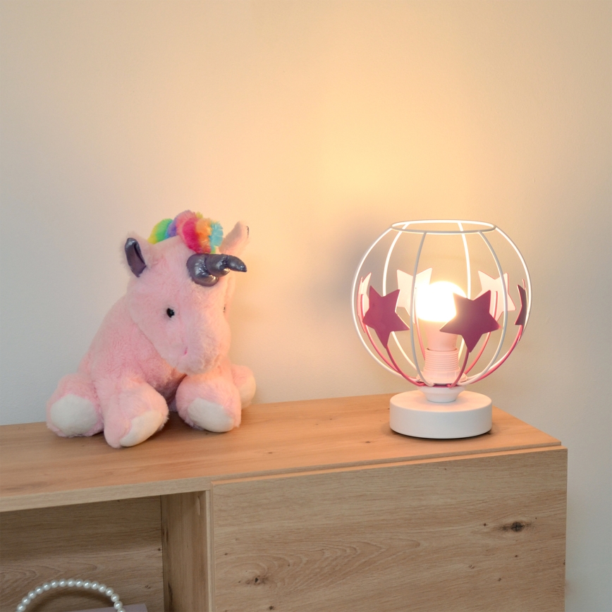 Kindertafel lamp STARS 1xE27/15W/230V roze/wit