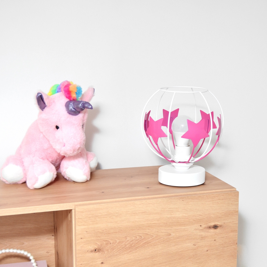 Kindertafel lamp STARS 1xE27/15W/230V roze/wit