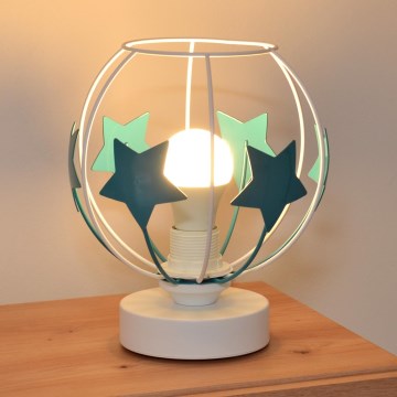 Kindertafel lamp STARS 1xE27/15W/230V turquoise/wit