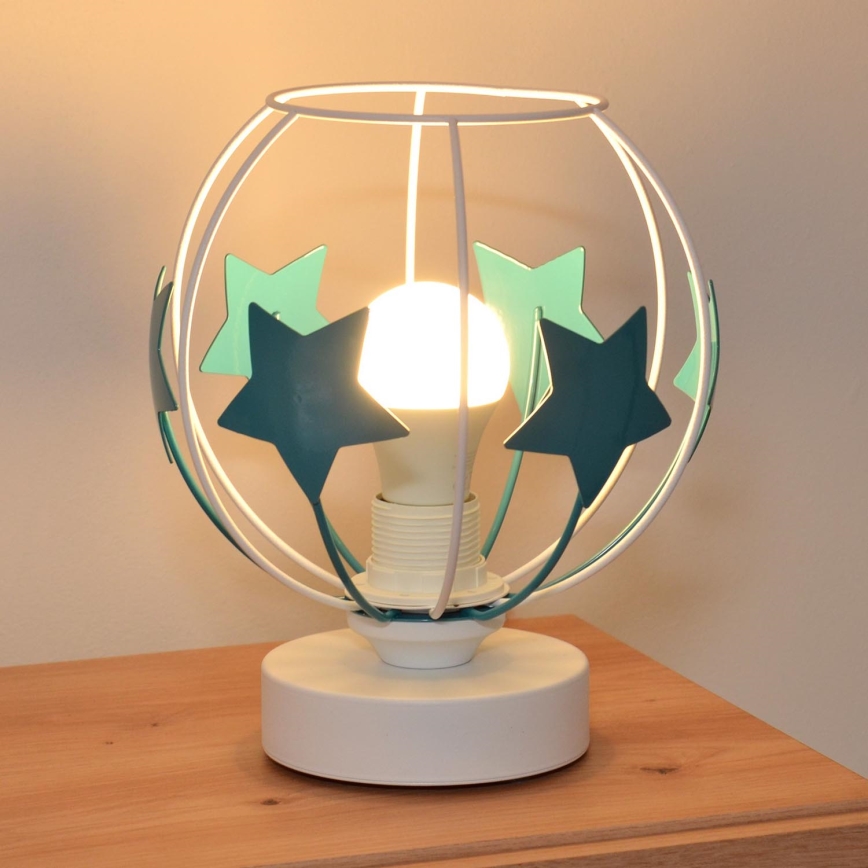Kindertafel lamp STARS 1xE27/15W/230V turquoise/wit