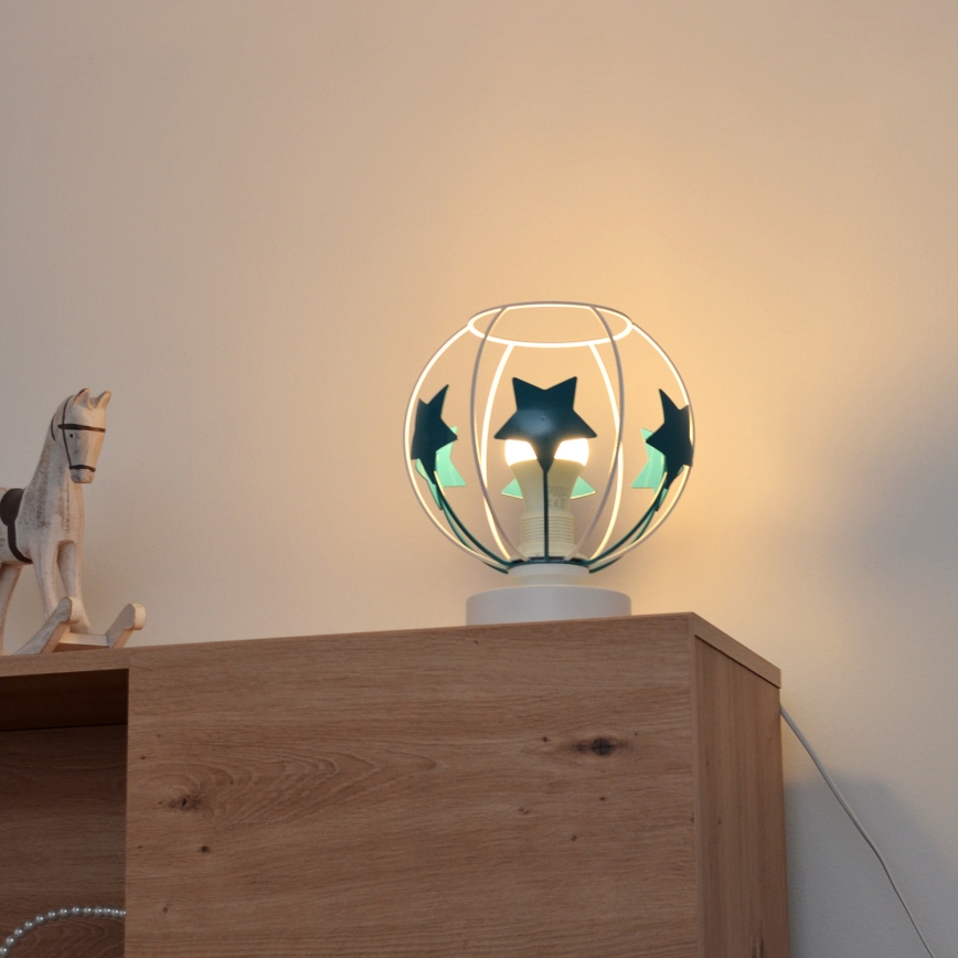 Kindertafel lamp STARS 1xE27/15W/230V turquoise/wit