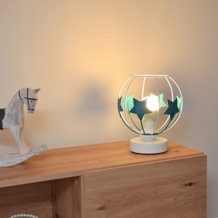 Kindertafel lamp STARS 1xE27/15W/230V turquoise/wit