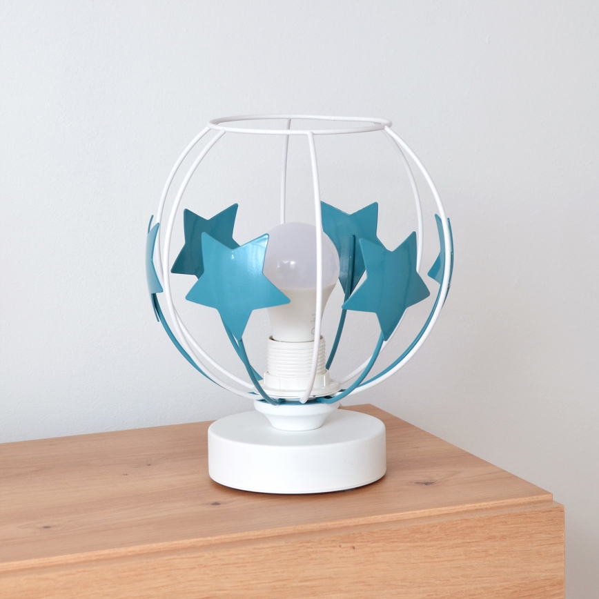 Kindertafel lamp STARS 1xE27/15W/230V turquoise/wit