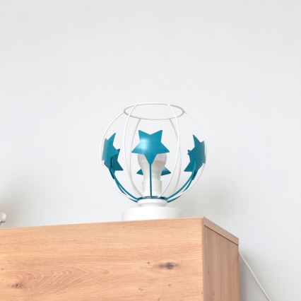 Kindertafel lamp STARS 1xE27/15W/230V turquoise/wit