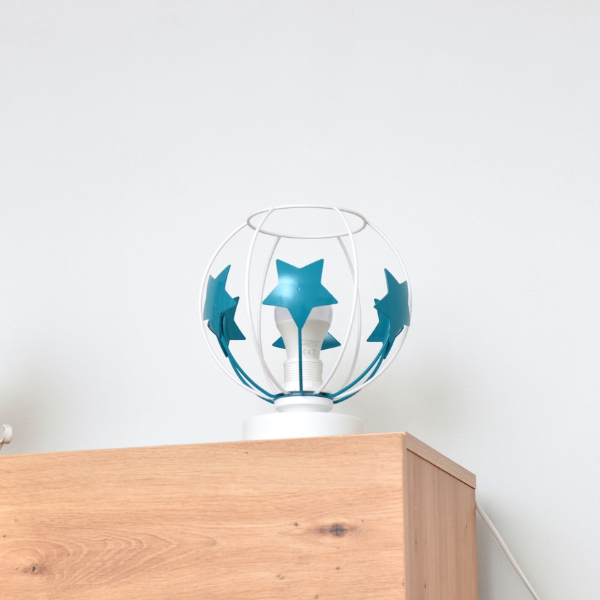 Kindertafel lamp STARS 1xE27/15W/230V turquoise/wit