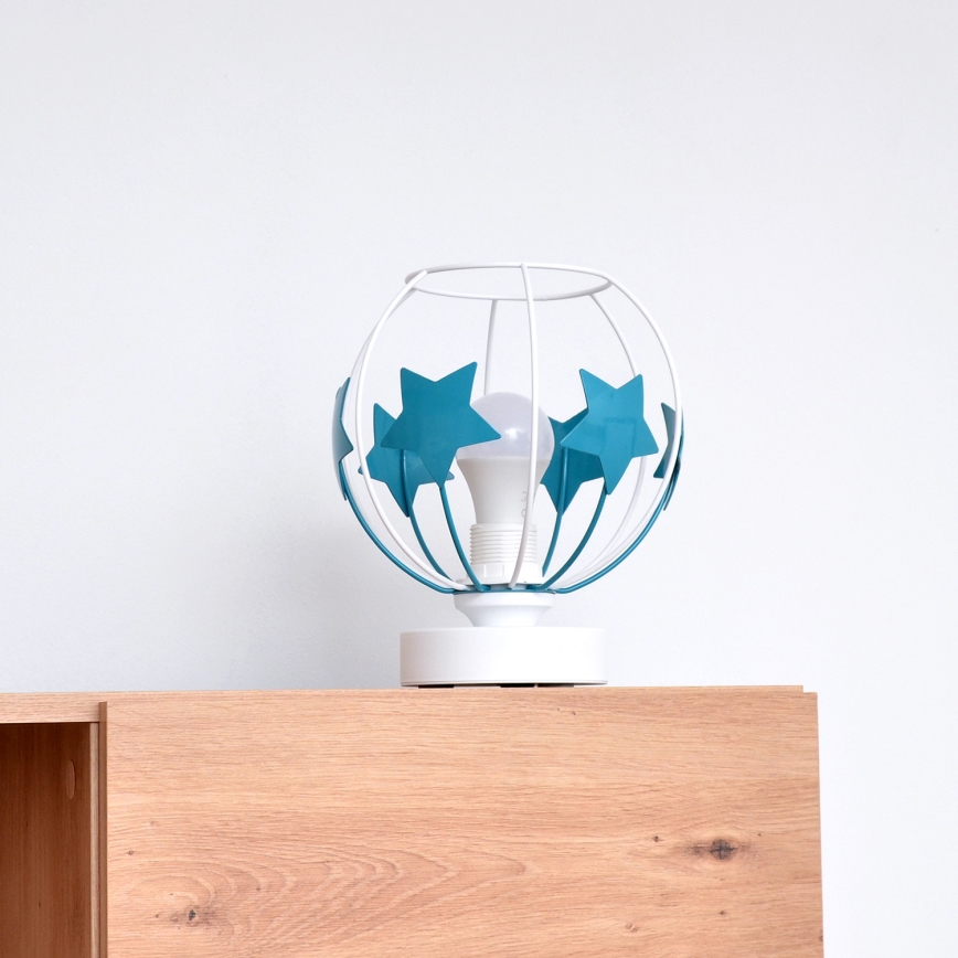 Kindertafel lamp STARS 1xE27/15W/230V turquoise/wit