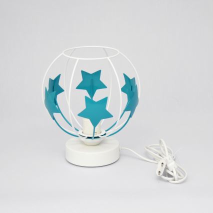 Kindertafel lamp STARS 1xE27/15W/230V turquoise/wit