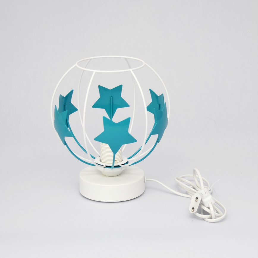 Kindertafel lamp STARS 1xE27/15W/230V turquoise/wit