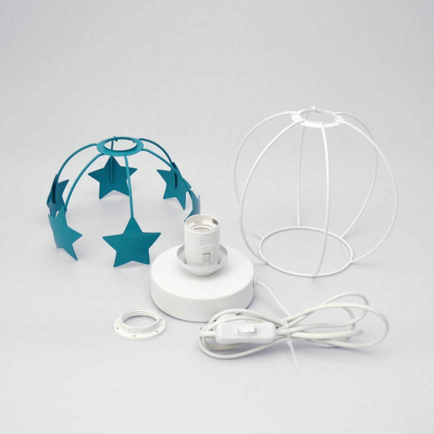 Kindertafel lamp STARS 1xE27/15W/230V turquoise/wit