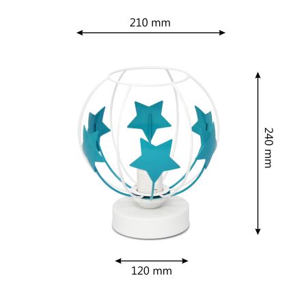 Kindertafel lamp STARS 1xE27/15W/230V turquoise/wit